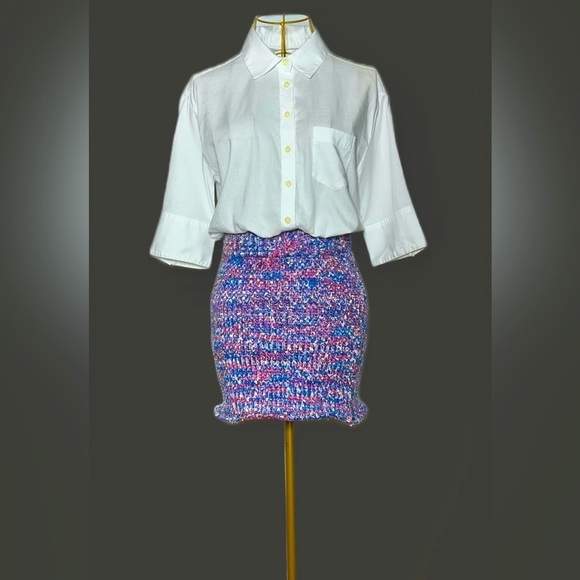 NWT English Factory Colorful, Shimmery, Texturized Mini Skirt, Elastic Waist, XS - Picture 1 of 8